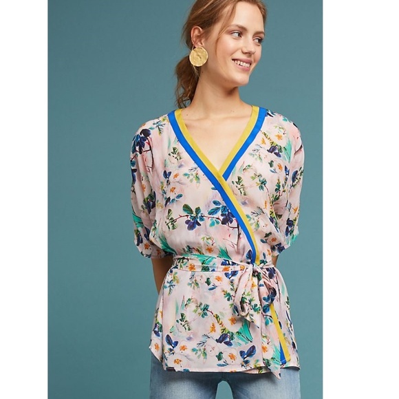 Anthropologie Tops - Anthropologie Sporty Floral Wrap Top